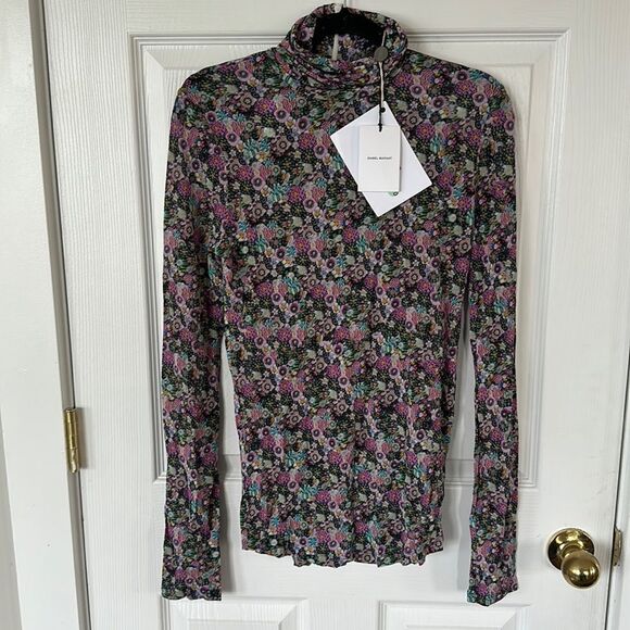Isabel Marant Joyela Floral Print Long Sleeve Turtleneck Top Size US XL NWT - Picture 4 of 6